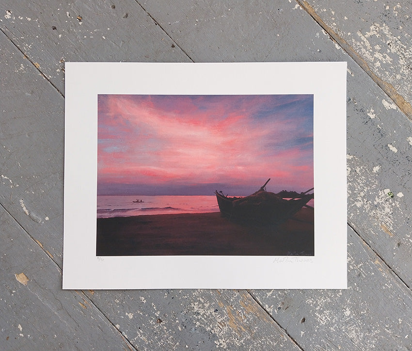 Art print of a sunrise in Goa painted by artist Martin Thomas