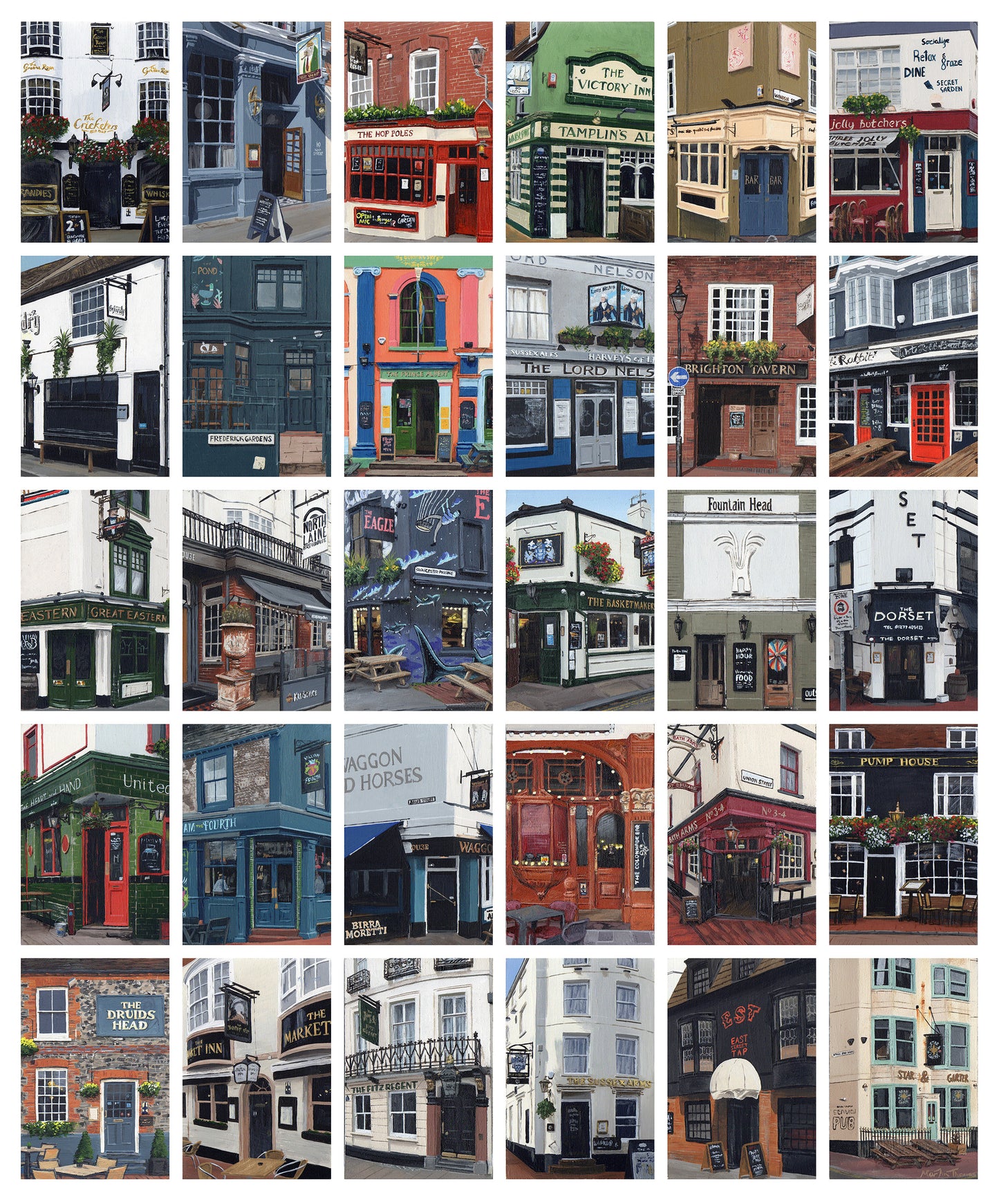 A Painted Pub Crawl - Brighton Route Two Print