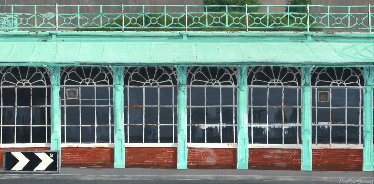Painting by Martin Thomas of the facade of Concorde 2 music venue in Brighton