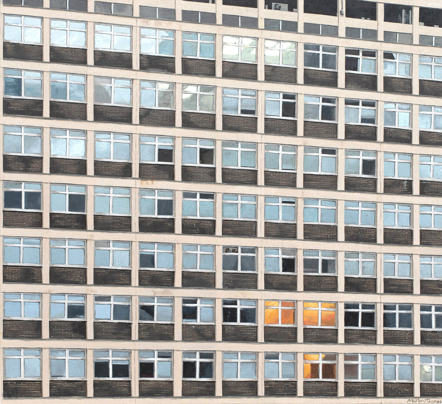 Painting of Brighton city Met college by artist Martin Thomas. Original artwork of acrylic paint on board