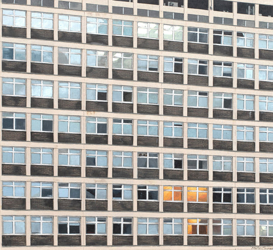 Painting of Brighton city Met college by artist Martin Thomas. Original artwork of acrylic paint on board