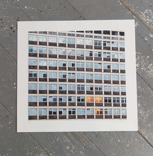 Art print of the facade of Brighton Metropolitan College painted by artist Martin Thomas