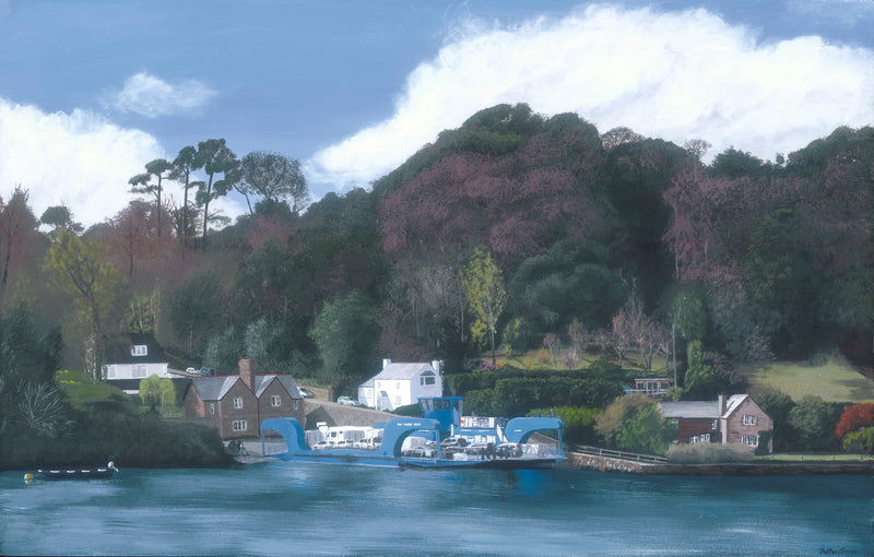 Painting of The King Harry Ferry on the Fal river in Cornwall
