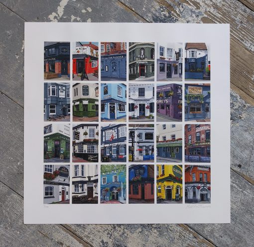 Limited edition print of A Painted Pub Crawl in Hanover, Brighton.